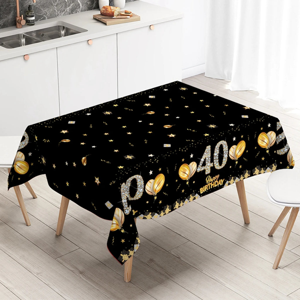Mantel de plástico negro para cumpleaños 18 30 40 50 60 años, decoración para fiestas de cumpleaños infantiles y de mujeres, suministros para fiestas, recuerdos, aniversario