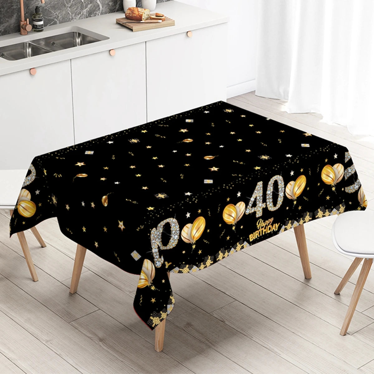 Mantel de plástico negro para cumpleaños 18 30 40 50 60 años, decoración para fiestas de cumpleaños infantiles y de mujeres, suministros para fiestas, recuerdos, aniversario