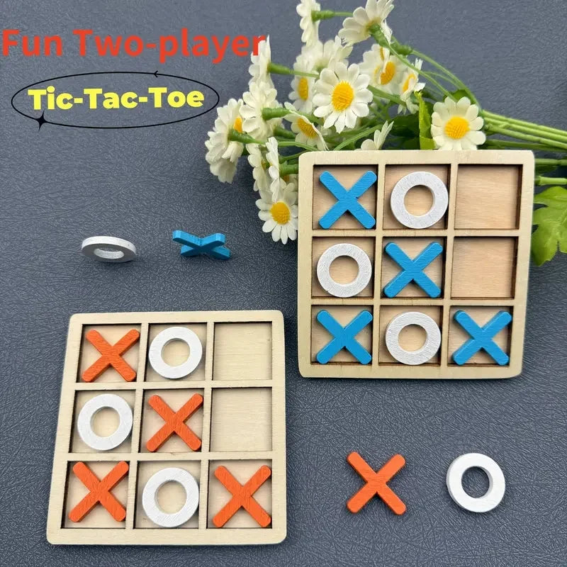 Jeu de puzzle en bois de Tic Tac Toe pour deux joueurs, jeu de société interactif de logique et de stratégie, cadeau d'anniversaire pour garçons et filles, pour fêtes de famille