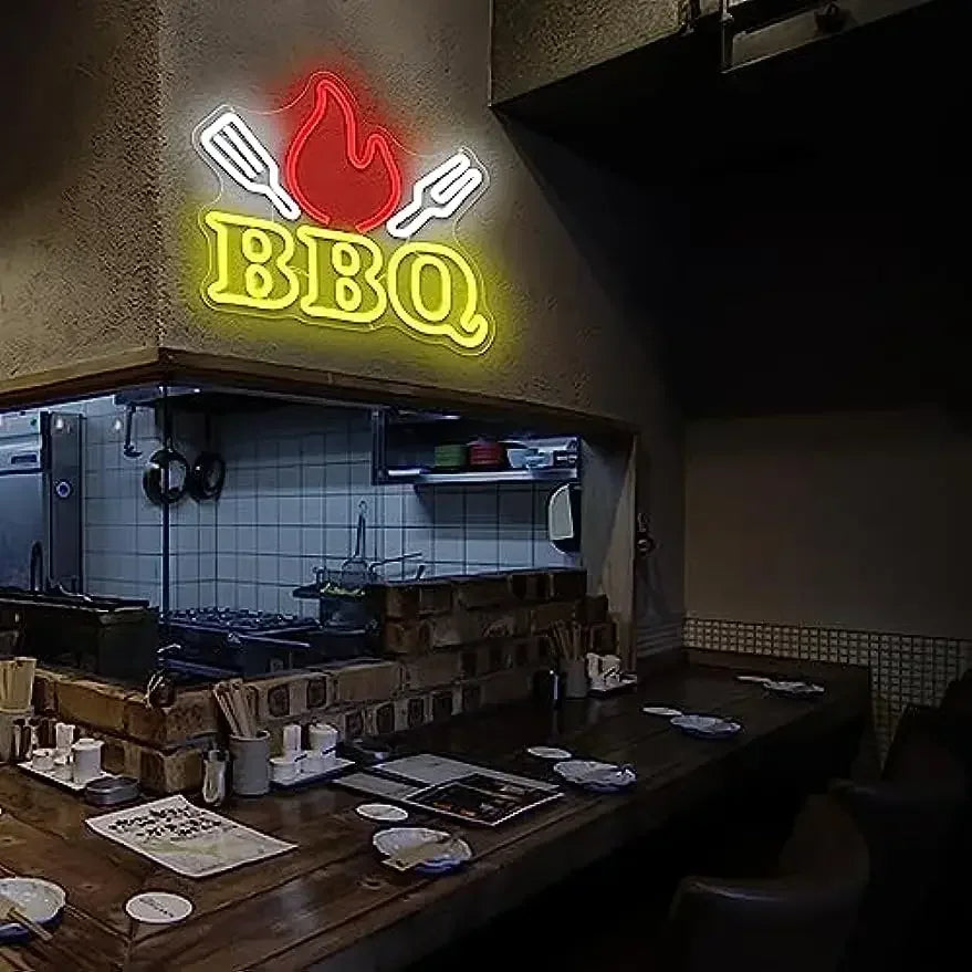 BBQ Neon Light Sign LED Neon Sign for Wall Decor Barbecue Shops Wall Decor Restaurants Parties Inviting Ambiance Creator Decor