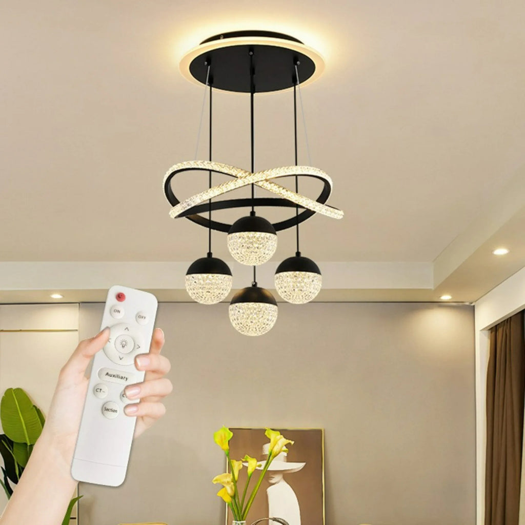 Suspension LED avec Télécommande, Intensité Lumineuse Réglable sur Trois Couleurs, Luminaire Simple pour Salon, Salle à Manger, Bar, Comptoir, Escalier