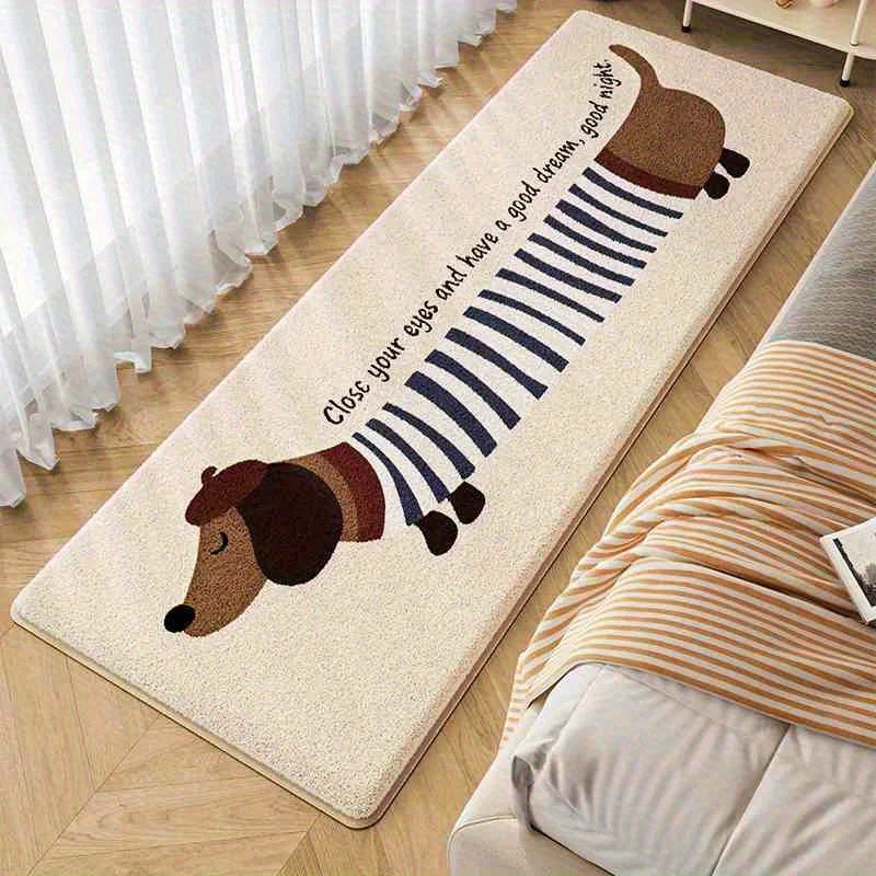 Tapis long chien VIKAMA Tapis de chevet de chambre à coucher Tapis de fenêtre en baie Tapis de salon Paillasson mignon Tapis de salle de bain absorbant Décoration de la maison