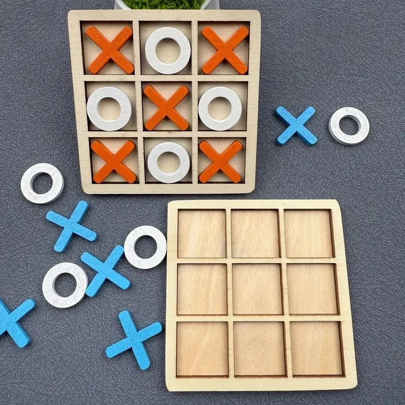 Jeu de puzzle en bois de Tic Tac Toe pour deux joueurs, jeu de société interactif de logique et de stratégie, cadeau d'anniversaire pour garçons et filles, pour fêtes de famille