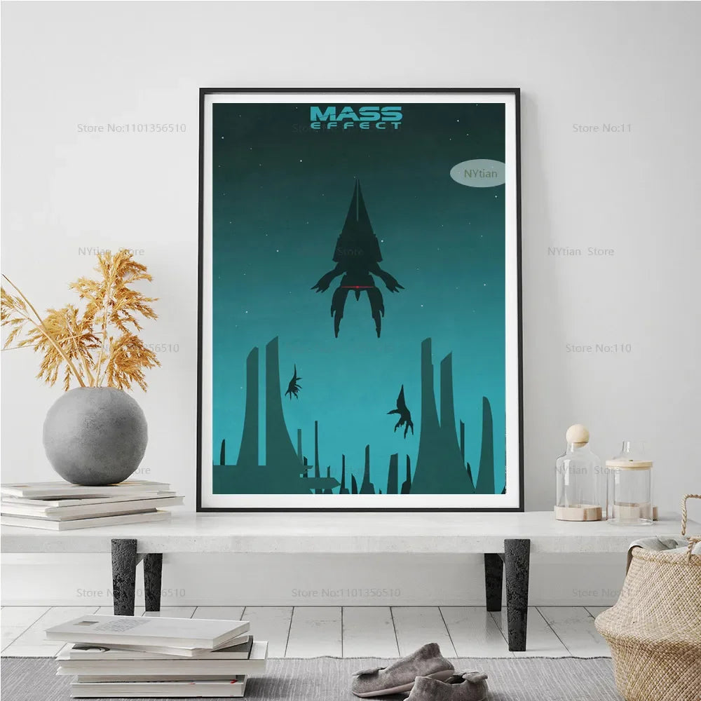 NT1464 Affiche Mass Effect Minimaliste Classique Jeu Cadeau Affiches Et Impressions Art Mural Toile Peinture Pour Décoration De Chambre À Coucher