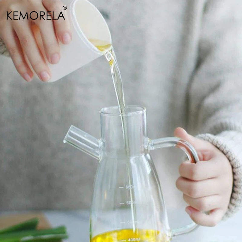 KEMORELA 1PC Botella de Cristal para Aceite de Oliva, Botella Antifugas de Aceite sin BPF, para Cocina, Barbacoa al Aire Libre, Picnic, Contenedor de Condimentos, Suministros de Cocina