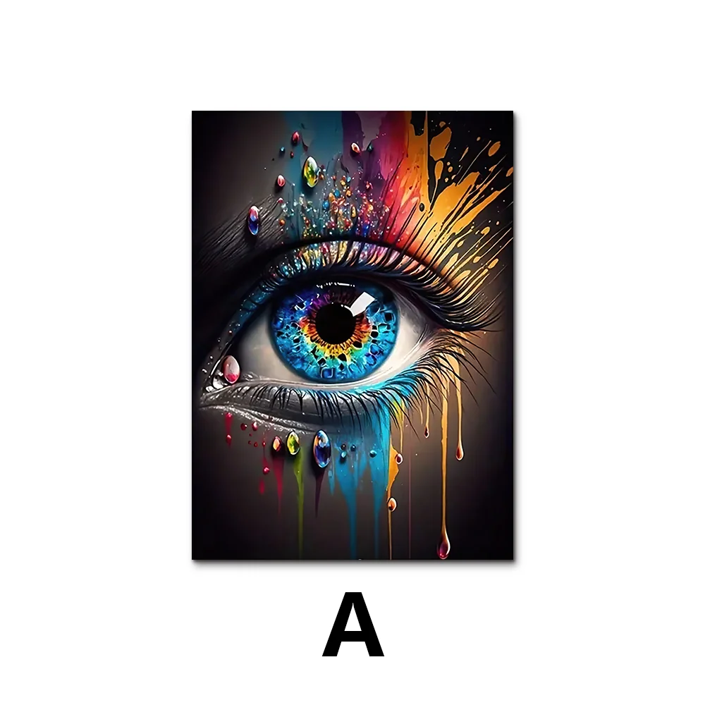 Arte Clásico Abstracto de Pared, Mural con Rasgos Oculares, Póster en Lienzo HD para la Decoración del Hogar, Sala de Estar, Dormitorio y Oficina
