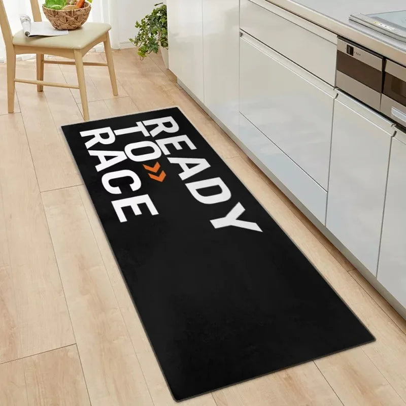 Tapis de garage pour moto « Ready To Race » Tapis de présentation de moto de course Tapis de moto cool Antidérapant Décoration de la maison
