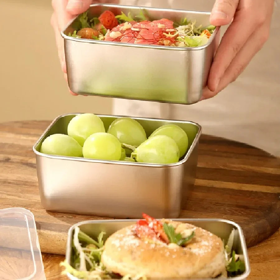fiambrera de acero inoxidable con tapa sellada, fiambrera pequeña engrosada, caja de almacenamiento y envasado de alimentos para camping