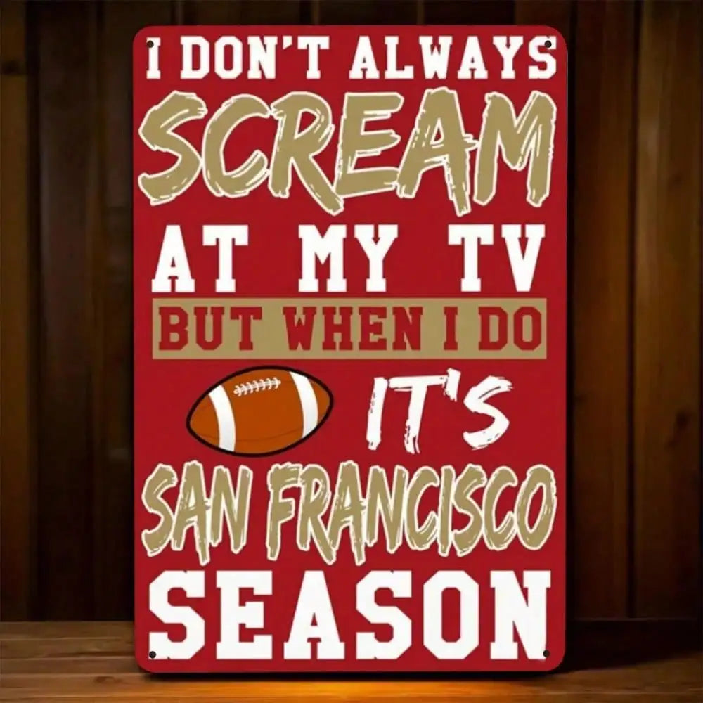 Letrero metálico de pared de los 49ers de San Francisco, decoración de cueva de hombre con licencia de la NFL, regalo de fútbol vintage para fanáticos