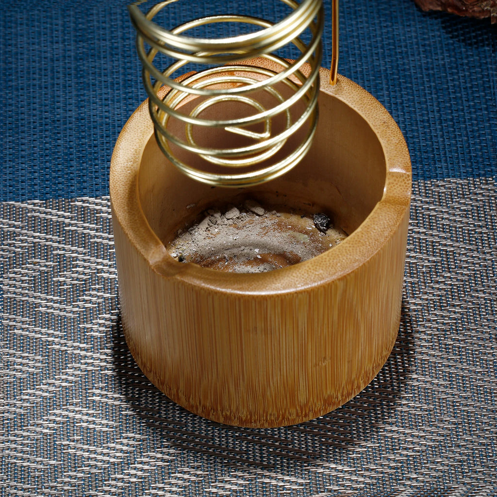 Soporte de Metal para Palo Santo, Quemador, Soporte para Salvia con Bandeja de Bambú para Recoger Cenizas, Porta Incienso para Meditación, Yoga, Spa