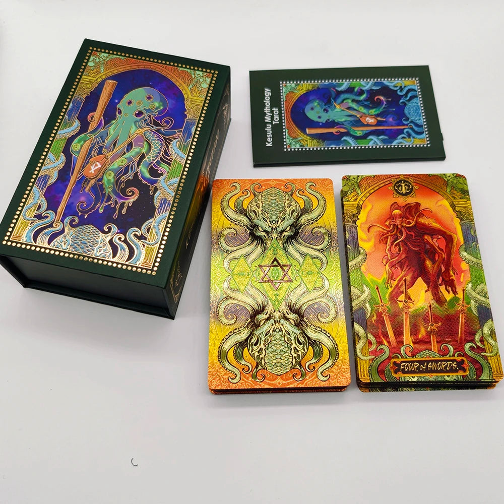 Tarot Kesuru de Oro de Tercera Generación con Efectos Visuales 3D y Tecnología Láser en Hermosa Caja de Regalo