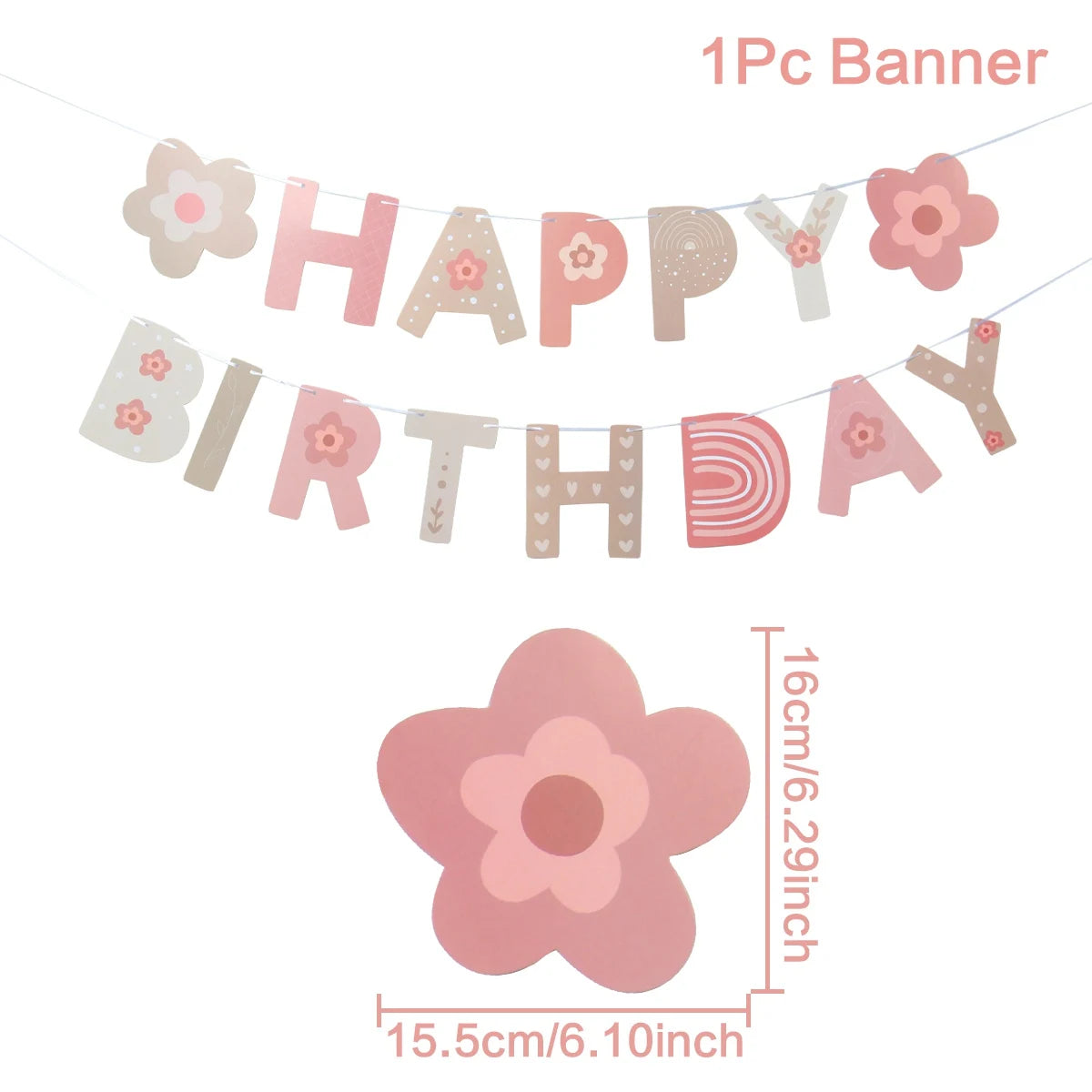 INS Bohemio Boho Arco Iris Pancarta de Papel Feliz Cumpleaños Decoraciones Fiesta Niña Niños Baby Shower 1er Cumpleaños Suministros Bandera Colgante