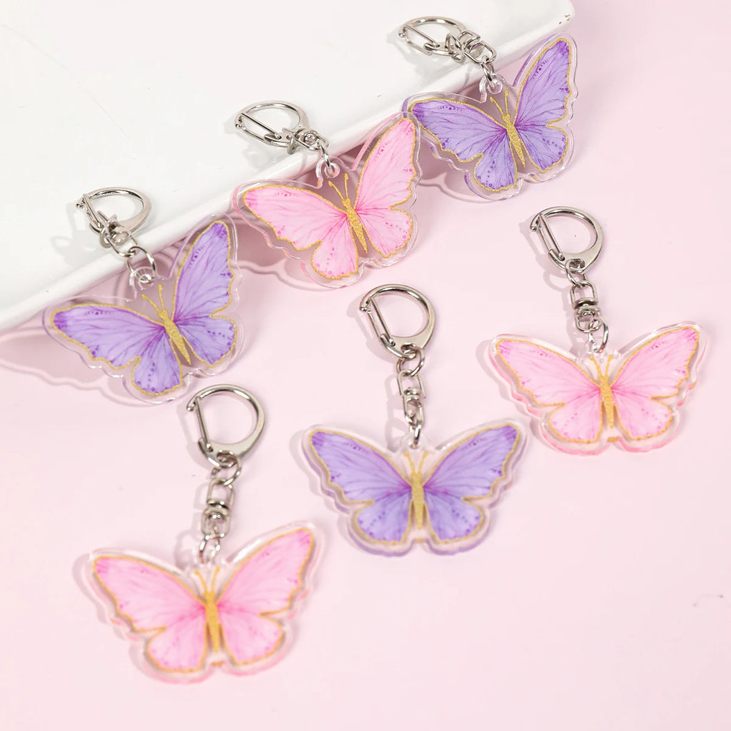 6 llaveros de mariposa para decoración de mochilas, decoración de fiesta de primer cumpleaños, decoración de mariposa para niñas, baby shower