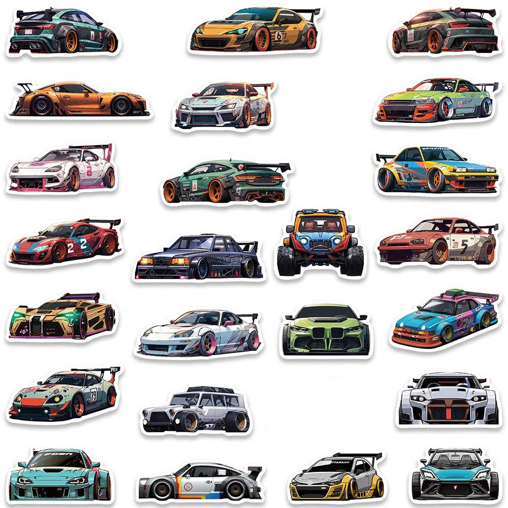 10/30/50pcs Cool Japon JDM Rénovation Voiture de Course Anime Graffiti Autocollants Décalque Skateboard Ordinateur Portable Voiture Moto Autocollant Imperméable