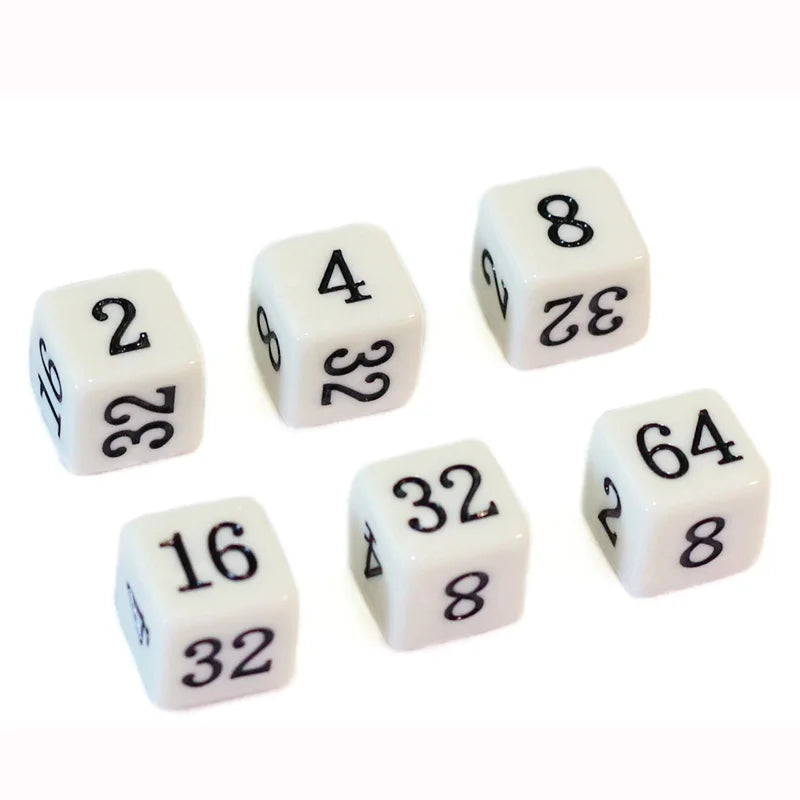 10 Pcs/set 6 Sided Multiple Dice 2 4 8 16 32 64 Funny Puzzle Game  Education Dice 15.8mm