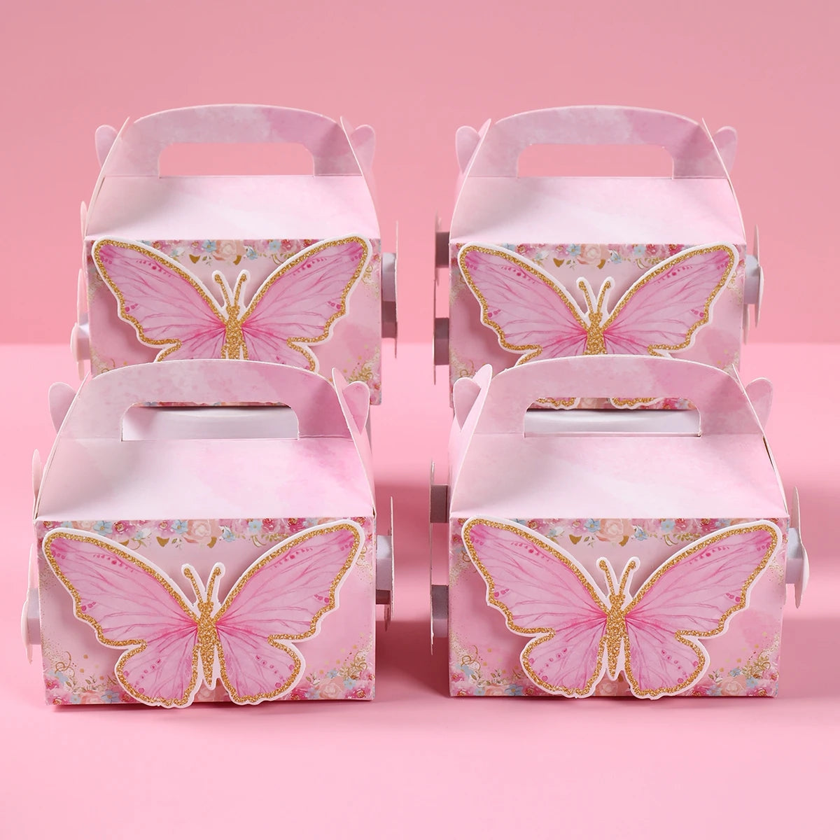Boîte cadeau papillon bonbons, décorations de fête d'anniversaire papillon rose violet, fournitures de mariage pour enfants, boîte à biscuits pour baby shower