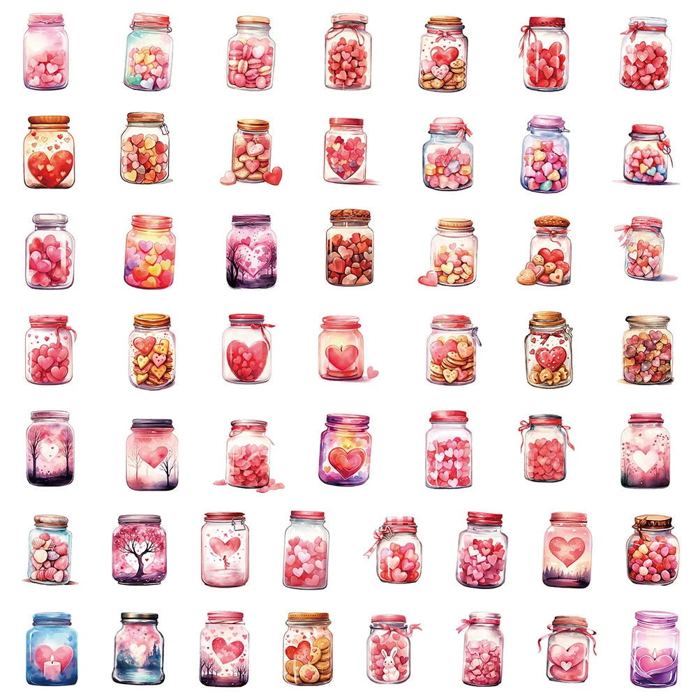 10/30/50 unidades de bonitos y divertidos adhesivos de dibujos animados de amor rosa en una botella estilo INS, calcomanías para nevera, ordenador portátil, cuaderno, grafiti, juguetes para niños