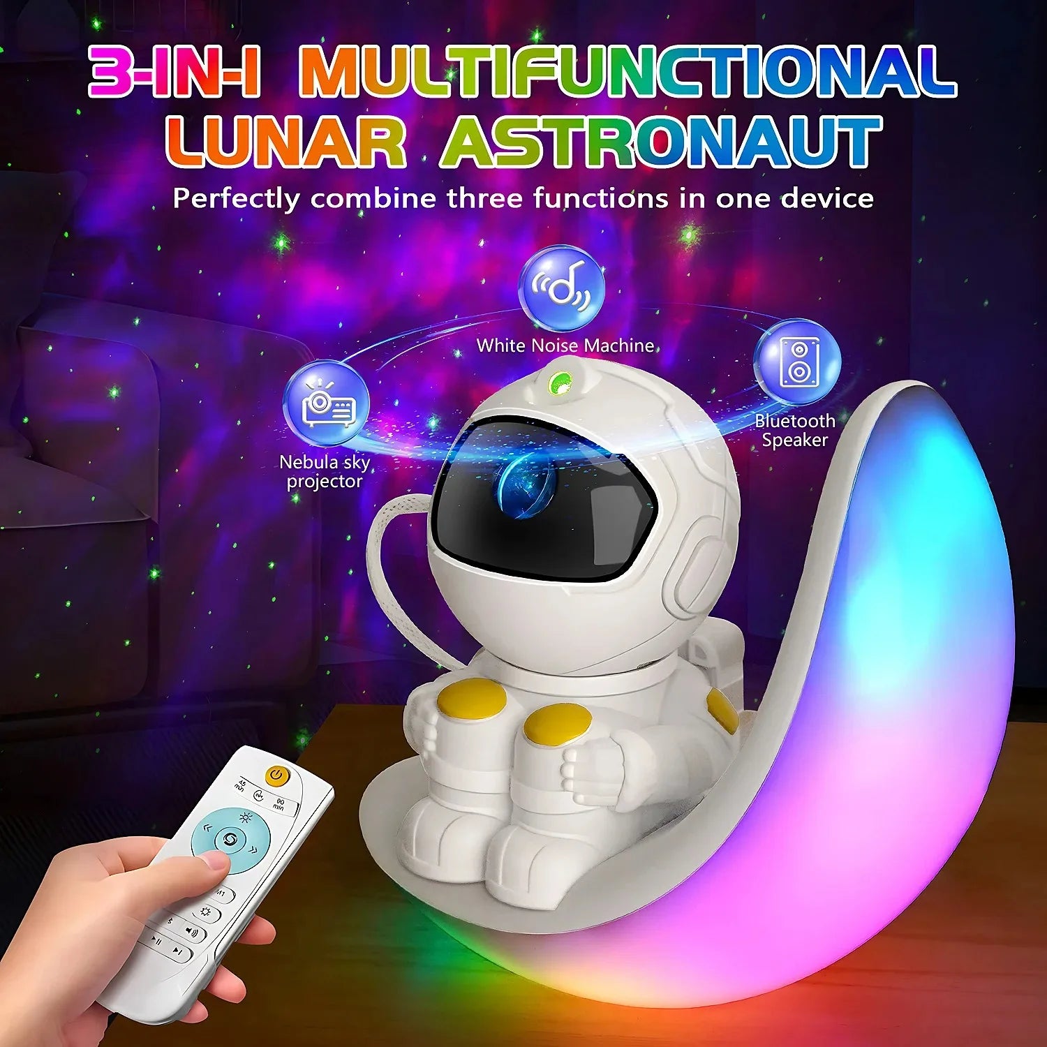 Linda lámpara de ambiente lunar con atenuación táctil, reloj, luz que cambia de color RGB, altavoz Bluetooth, reproducción de música, luz nocturna para dormitorio del hogar