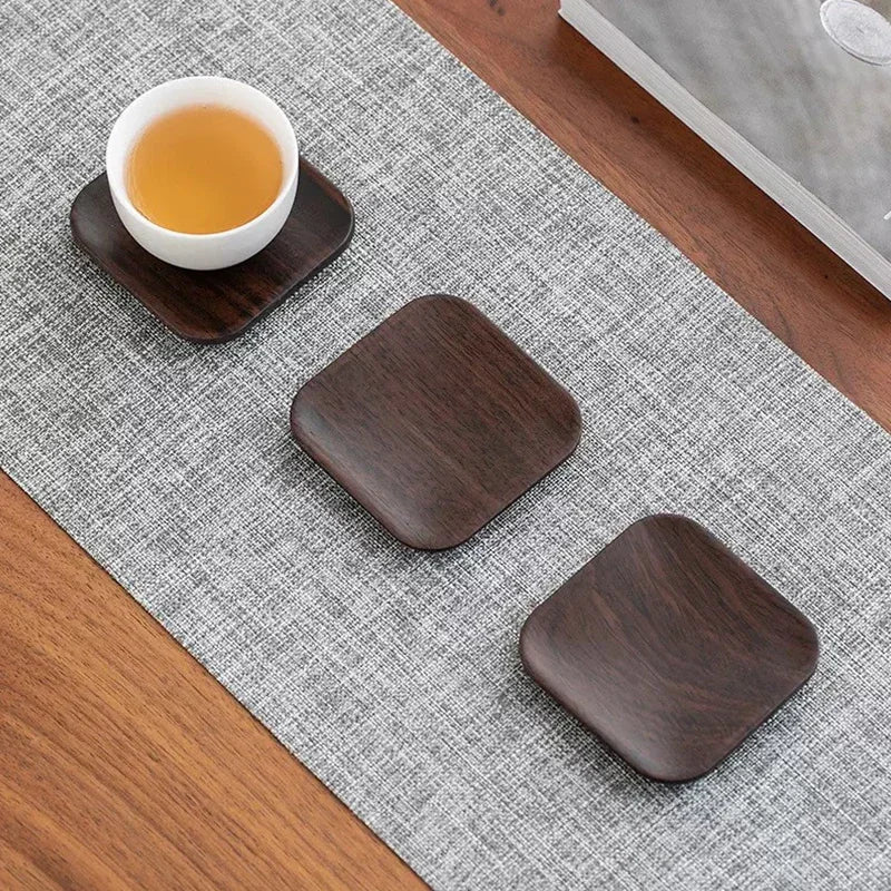 Posavasos vintage de ébano, posavasos de madera con aislamiento térmico para tazas de té, café, leche, utensilios de cocina