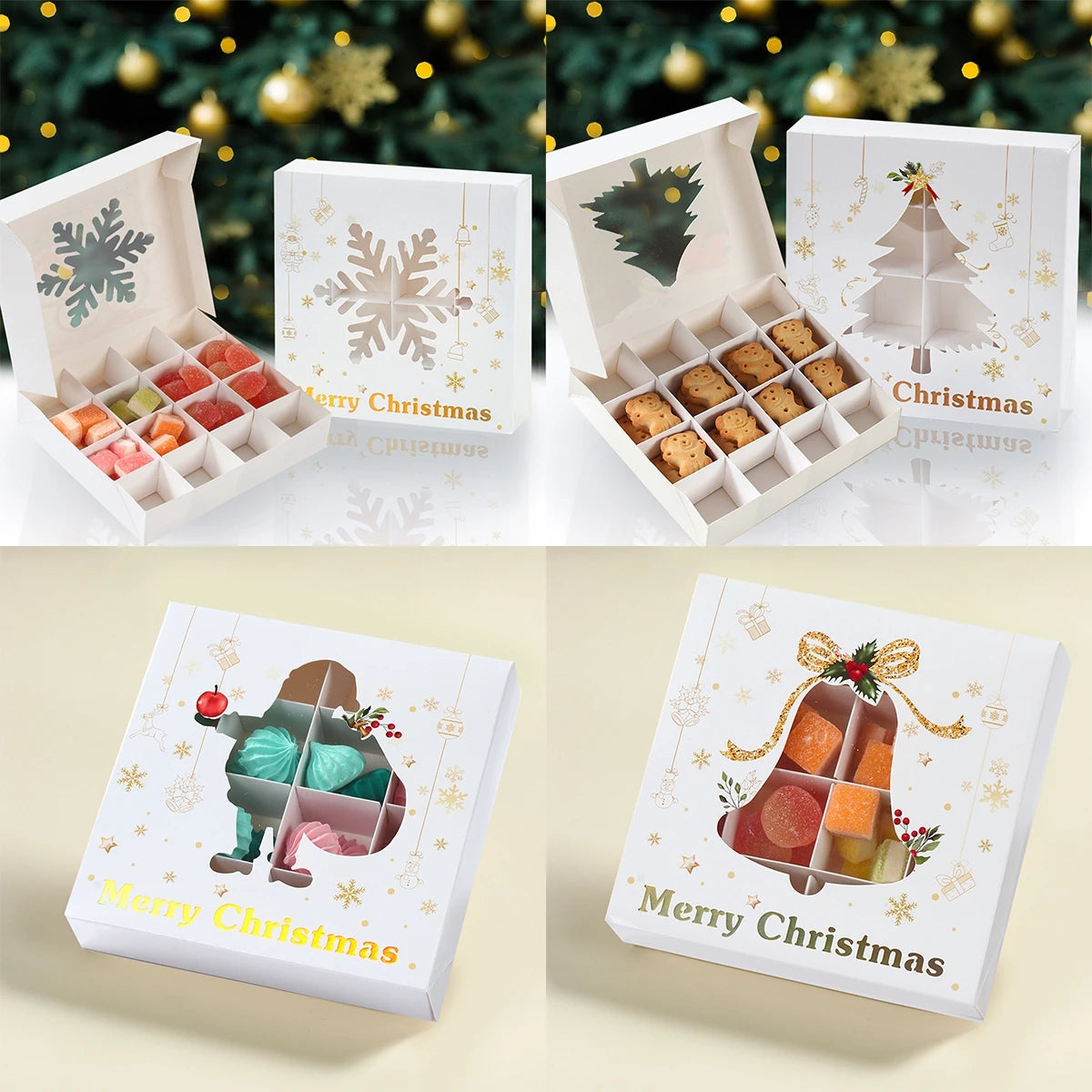 Caja de Galletas de Navidad Caja de Embalaje de Dulces Decoración de Feliz Navidad para el Hogar 2025 Navidad Noel Adorno para Árbol de Navidad Decoración Año Nuevo