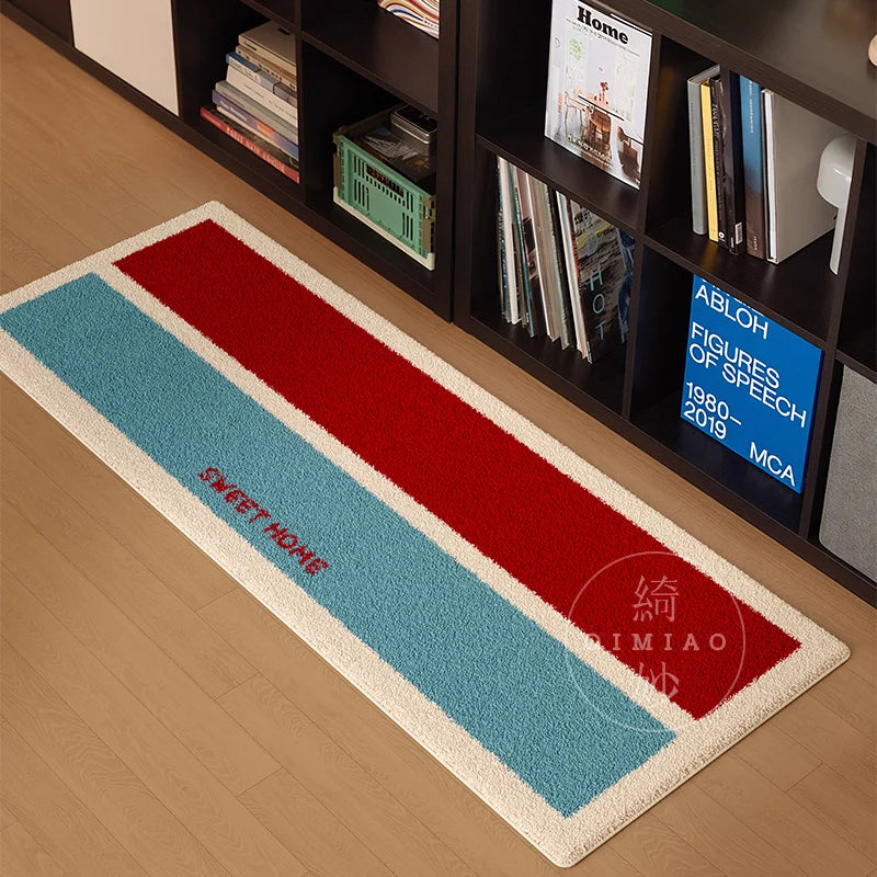 Alfombra Vintage a Cuadros VIKAMA, Alfombra Mullida de Peluche para Dormitorio, Sala de Estar, Decoración, Alfombrilla Larga para el Suelo, Decoración del Hogar