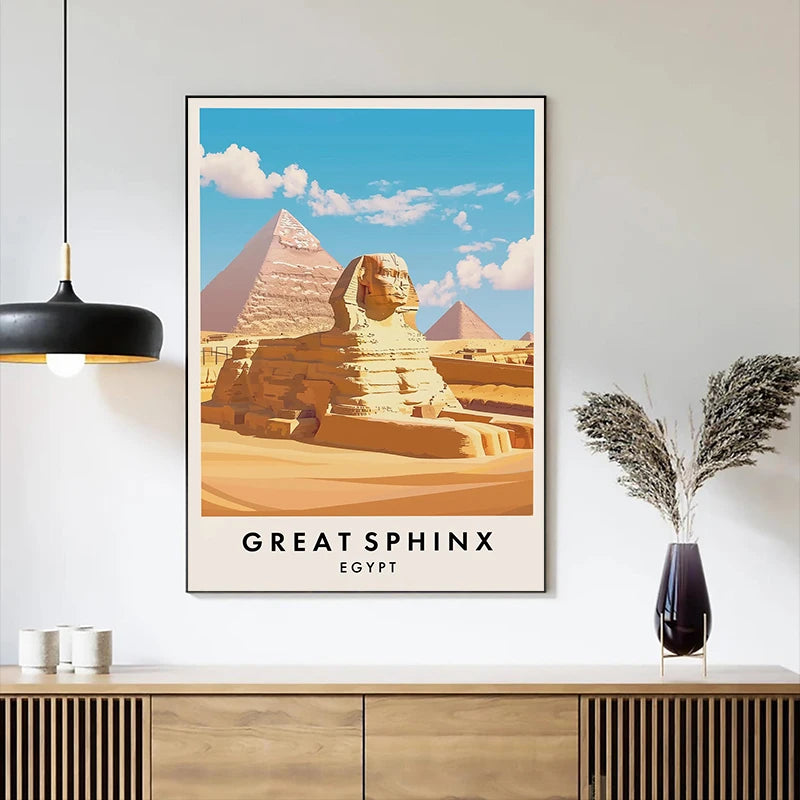 Arte de viaje de África Seychelles Templo de Luxor Karnak Póster Paisaje urbano Impresiones de póster Arte en lienzo de paisajes de Asia Pintura Decoración del hogar