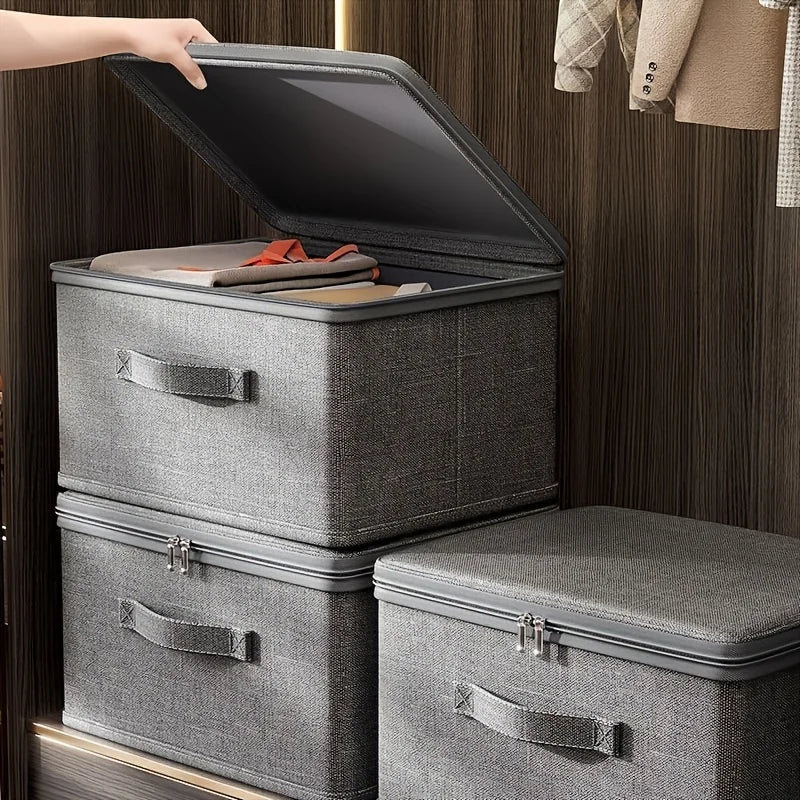 Caja de almacenamiento plegable multifuncional con cubierta de tela, caja de almacenamiento de edredones de gran capacidad, caja de almacenamiento de sujetadores, organizador de ropa interior