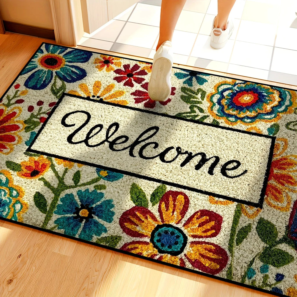 VIKAMA Alfombra de flores brillantes para jardín, felpudo de bienvenida para dormitorio, sala de estar, alfombra para exteriores, decoración del hogar