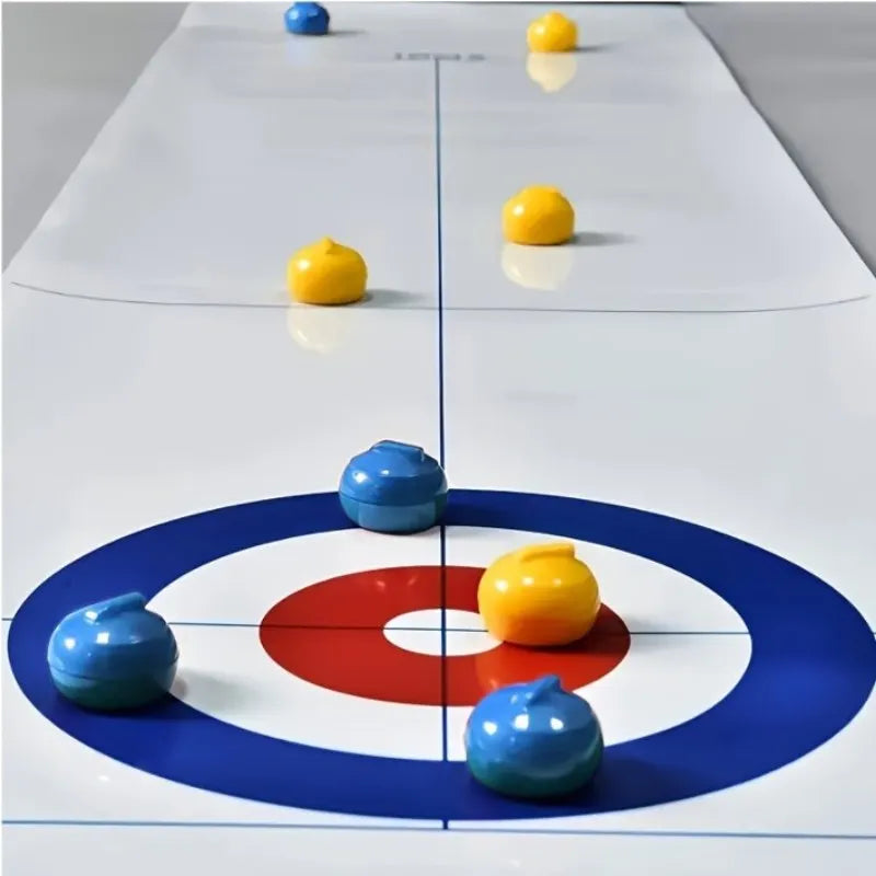 Juegos de curling de mesa, entretenimiento familiar, juegos de mesa para reuniones familiares, 8 bolas por juego, marco de plástico, blanco/rojo/amarillo/azul