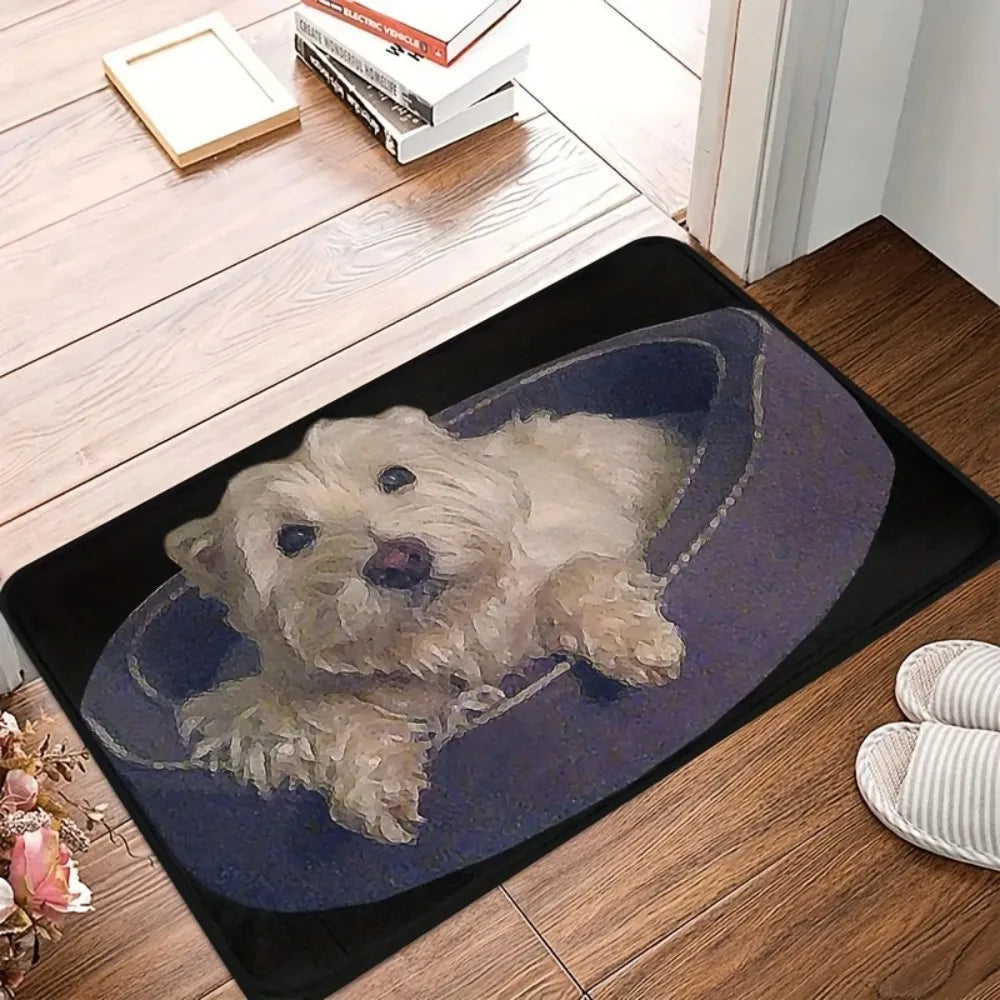 VIKAMA Adorable felpudo absorbente antideslizante para perro salchicha, fácil de limpiar, resistente al desgaste, alfombra de entrada, lindo tapete decorativo para el hogar de mascotas