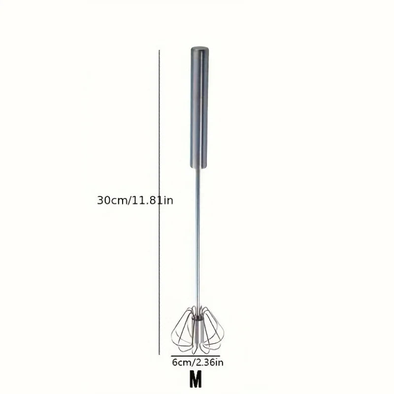 Batidor de huevos de acero inoxidable - Batidora semiautomática duradera para batir huevos y crema sin esfuerzo - Herramienta de cocina para hornear y mezclar