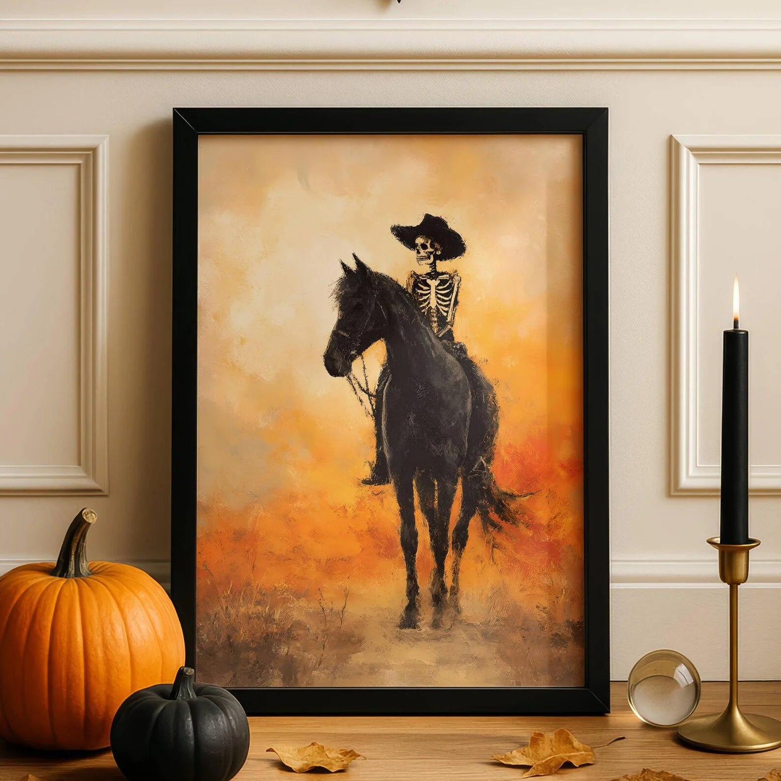 Illustration de Cowboy Squelette, Impression Rodéo, Décoration Murale Gothique, Affiche Cheval, Art Excentrique, Affiche Western, Art Rodéo Rétro, Cowgirl