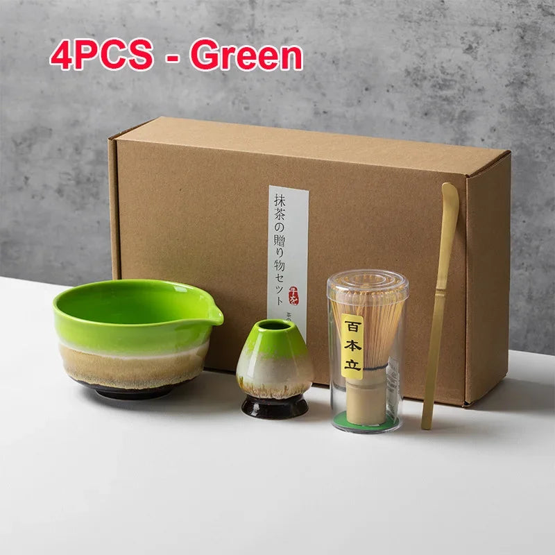 4/5/6 Pièces Ensemble Matcha Fouet en Bambou Cuillère à Thé Bol en Céramique Ensembles de Thé Traditionnels Outils de Fabrication de Thé à Domicile Accessoires Cadeaux d'Anniversaire