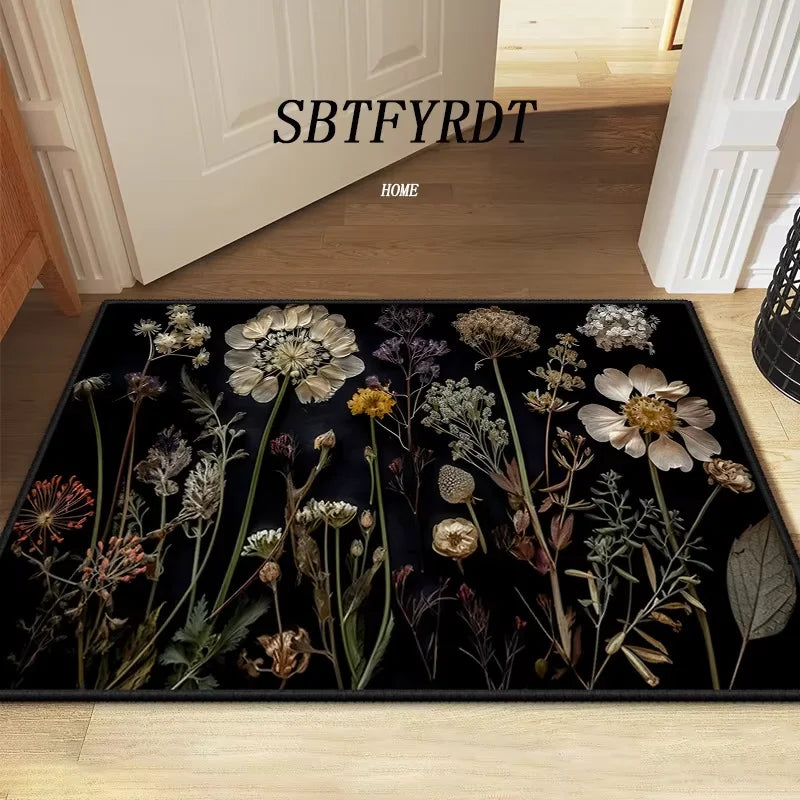 VIKAMA Hermosa alfombra de puerta con diseño de flores, alfombra de exterior, felpudo de bienvenida, alfombra suave para sala de estar, alfombra suave para dormitorio, decoración del hogar