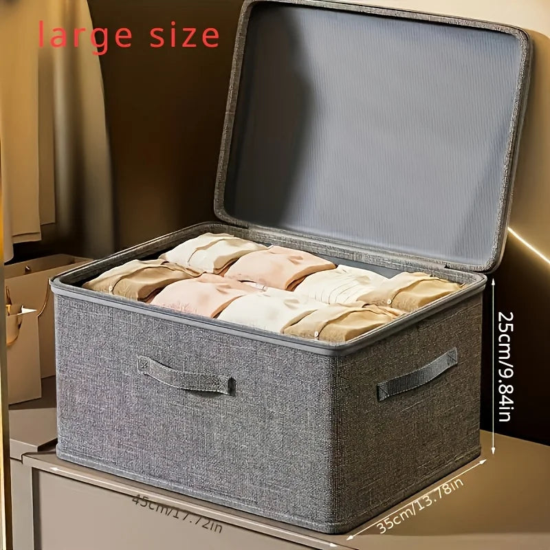 Caja de almacenamiento plegable multifuncional con cubierta de tela, caja de almacenamiento de edredones de gran capacidad, caja de almacenamiento de sujetadores, organizador de ropa interior