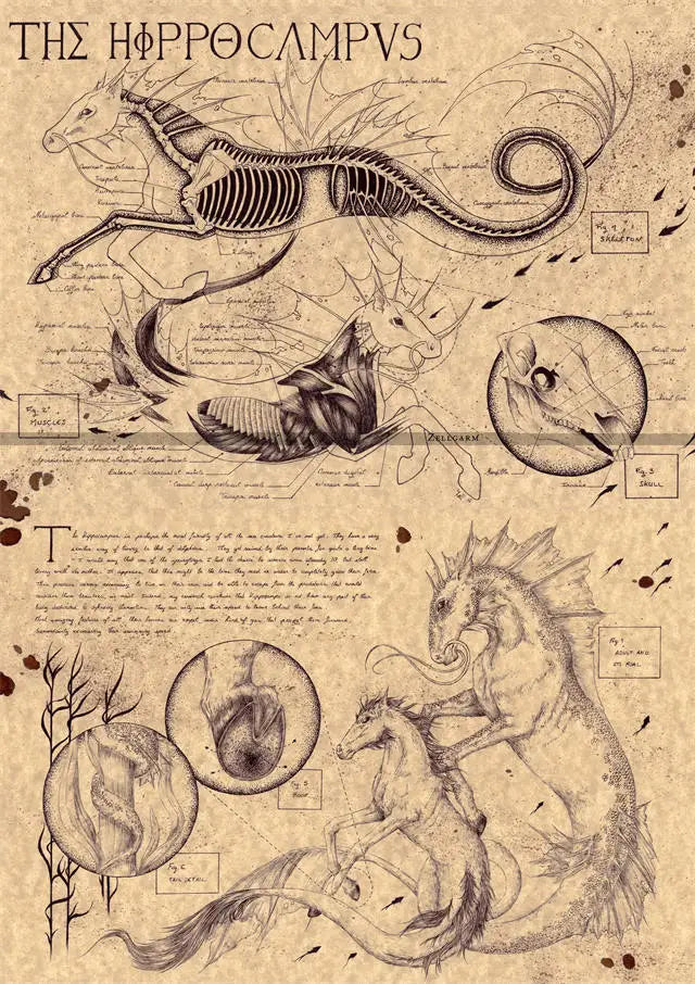 Póster de Unicornio Vintage con Estética Animal, Arte de Pared de Dementor y Dragón, Decoración de Monstruos Mágicos para Halloween, Brujas, Cocina o Habitación