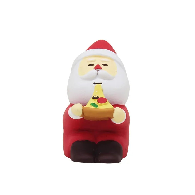 Zakka Figuras Navidad Japonés Creativo Exquisito Mate Resina Navideña Pequeña Decoración Cisne Puff Ukelele Trineo Sofá Reno