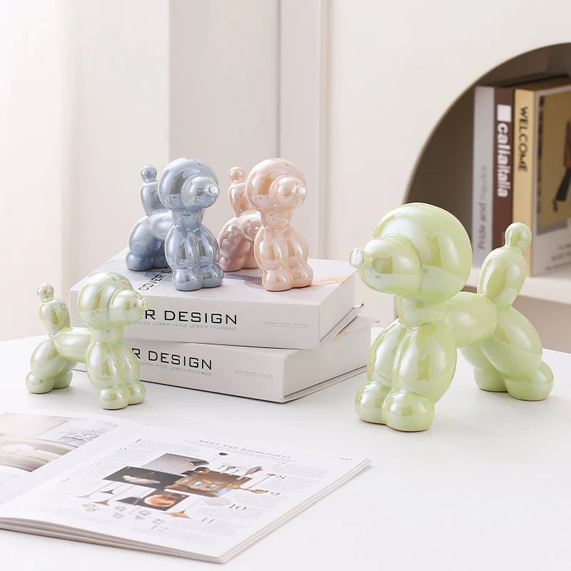 Figurine de chien en céramique, décoration d'intérieur, accessoires de décoration de chambre, sculptures décoratives d'animaux nordiques pour le bureau