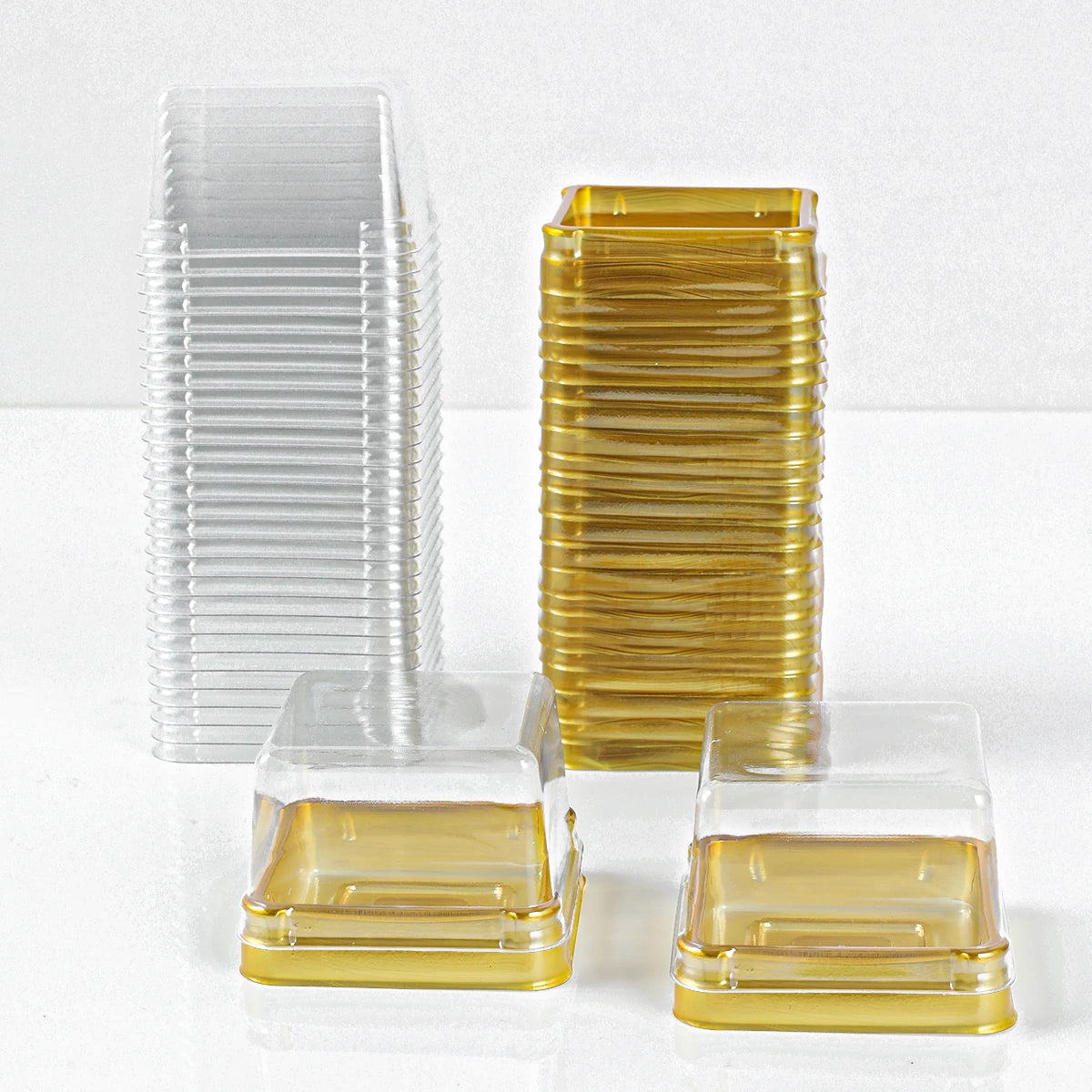 50 cajas transparentes para tartas, recipientes transparentes para magdalenas, cúpulas para repostería, cajas de embalaje, suministros para fiestas de boda, regalos, decoración