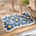 VIKAMA | Fresh Floral Imitation Cashmere Rug - Non-Slip, Absorbent Bathroom Mat/Living Room Doormat/Multi-Purpose Foot Mat