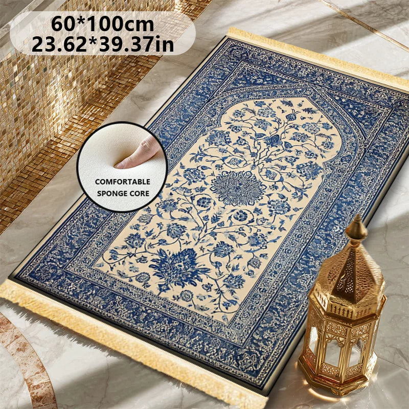 Tapis de prière islamique VIKAMA à franges, tapis de prière doux et lavable en machine, tapis de prière musulman, adapté à la maison et au pèlerinage