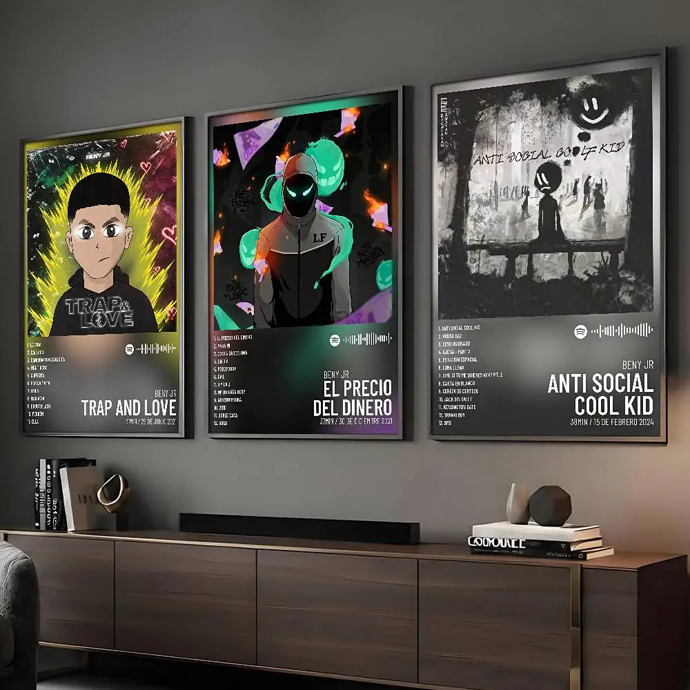 Rapper Beny Jr Póster HD Arte Adhesivo Pared Impermeable Hogar Sala de Estar Decoración de Bar