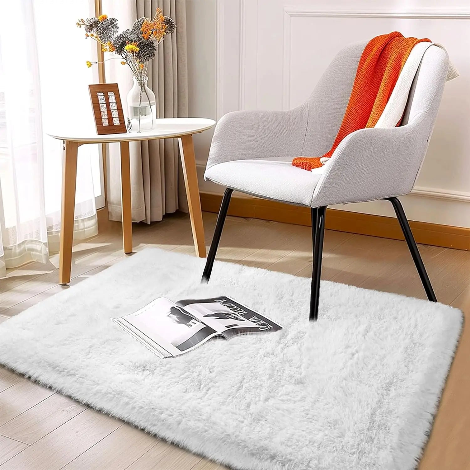 VIKAMA Alfombra de peluche teñida anudada 40x60cm Manta de área suave para el hogar Dormitorio de niñas Manta de cama Habitación infantil Decoración Antideslizante Alfombrilla de piso