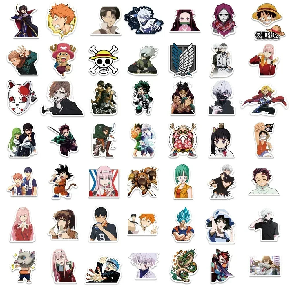 100/300 autocollants animés mélangés autocollants de dessins animés pour ordinateur portable moto bagages téléphone autocollant étanche pour jouet d'enfant