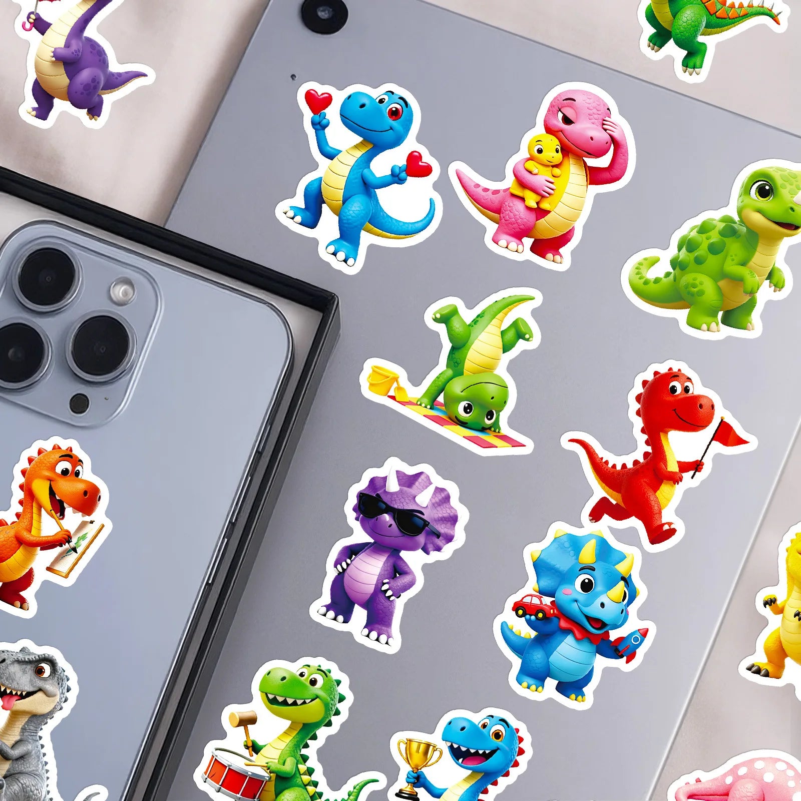 56/112PCS Pegatinas de Graffiti de Dinosaurios de Dibujos Animados en 3D Lindas Pegatinas de Recompensa para Cuadernos de Papelería de Decoración de Dinosaurios