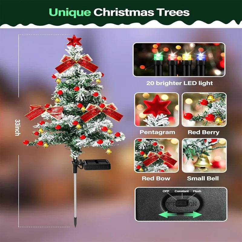 Luz solar de cedro para árbol de Navidad, decoración exterior, patio, jardín, luz de césped con toma de tierra, luz nocturna con ambiente navideño