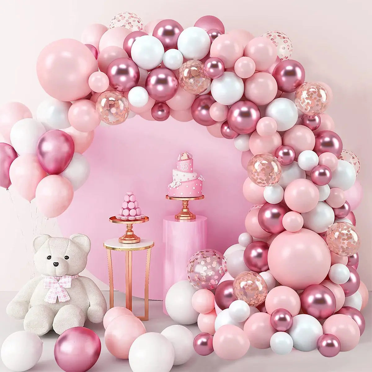 Kit de guirnalda de globos macaron rosados, arco, decoración para fiesta de cumpleaños, niños, boda, suministros para fiesta de cumpleaños, decoración para baby shower, globos de látex