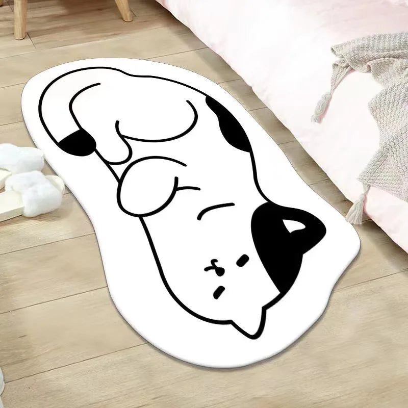 Alfombra de dibujos animados de imitación de cachemira, sencilla, para sala de estar, dormitorio, mesita de noche, alfombra cálida, antideslizante, lavable, de secado rápido