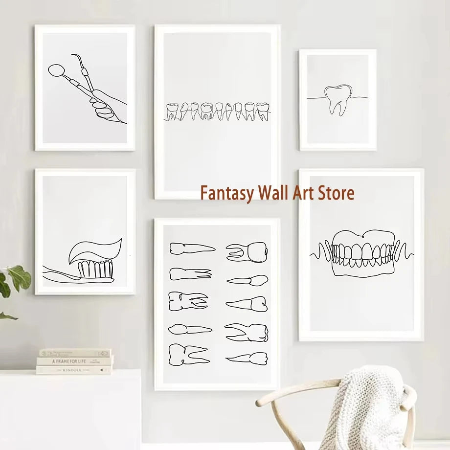 Dental Appliances for Dental Health Minimalist Teeth Dentistry Decor Canvas Painting Wall Picture Dental Hospital Wall Art Decor