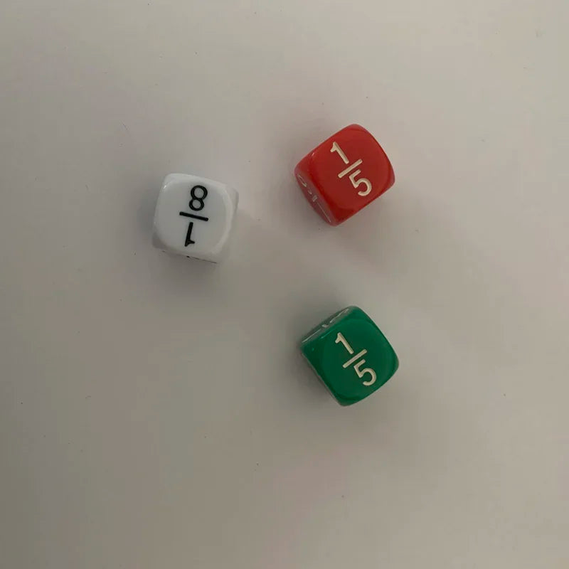 Juego de 10 dados de números fraccionarios blancos/verdes/rojos, accesorio de juego educativo, 16*16 mm
